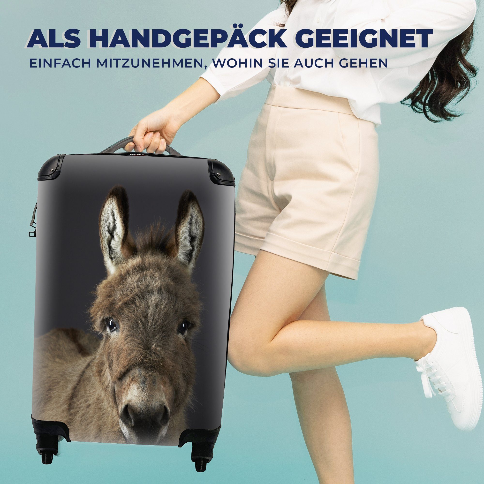 4 Handgepäckkoffer mit Rollen, Reisetasche MuchoWow für Handgepäck Portrait-Staffelei, Reisekoffer Ferien, Trolley, rollen,