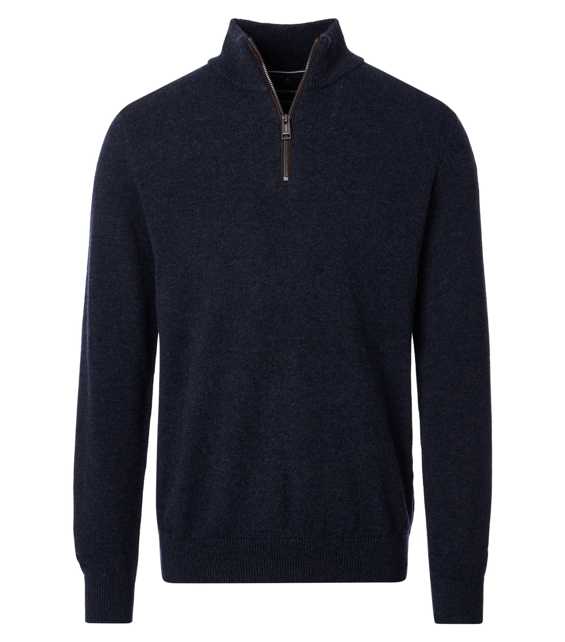 Troyer CASAMODA Herren Woll-Troyer Zipper Regular Lammwollmix Marine