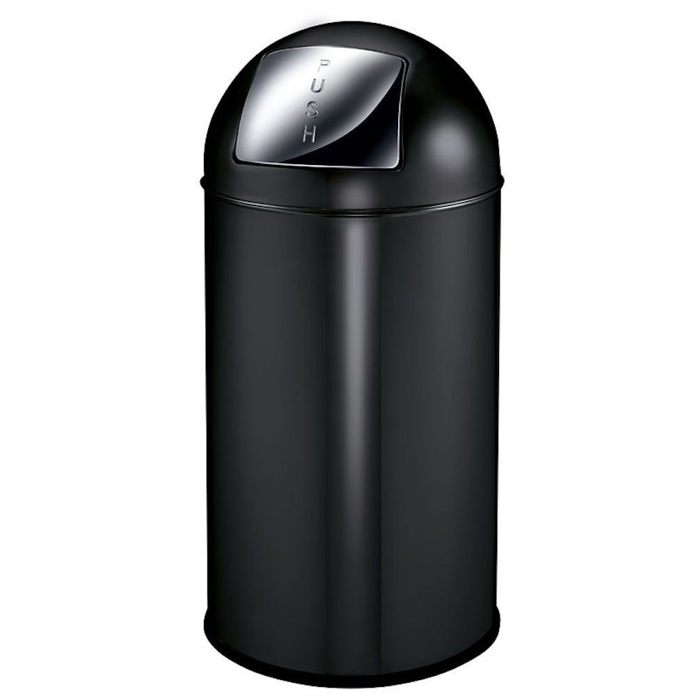 PROREGAL® Mülleimer Abfallbehälter mit Pushdeckel & Inneneimer aus Metall, 40L, Weiß Matt Schwarz