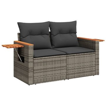 vidaXL Loungesofa Gartensofa 2-Sitzer mit Kissen Grau Poly Rattan