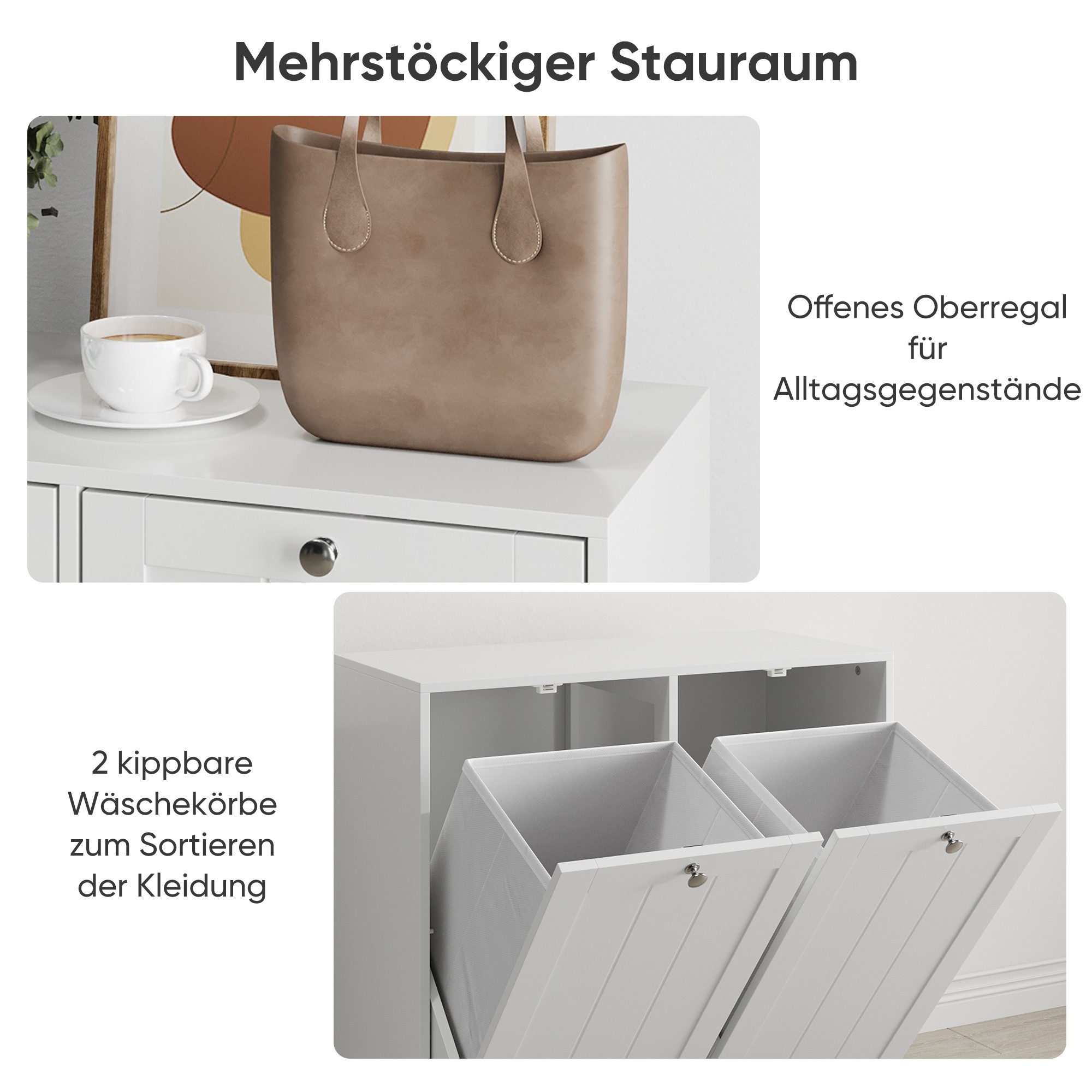 Yorbay Wäschekorb Wäscheschrank mit 2 Wäscheboxen (66 x 33 x 68 cm), Wäsche günstig online kaufen