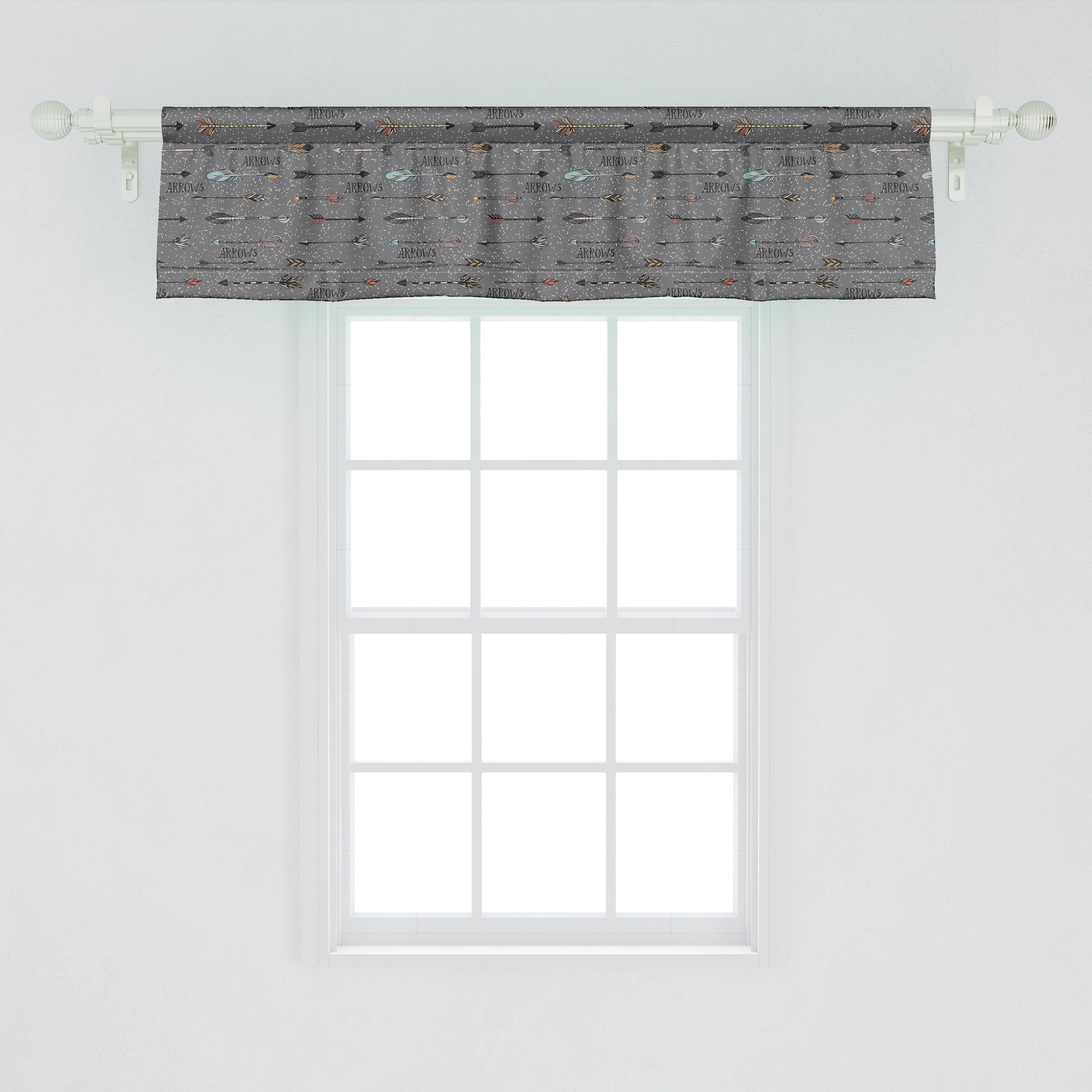 Spotted Vorhang Scheibengardine Entwurf mit für Abakuhaus, Pfeil Kalligraphisches Volant Dekor Schlafzimmer Microfaser, Küche Stangentasche,