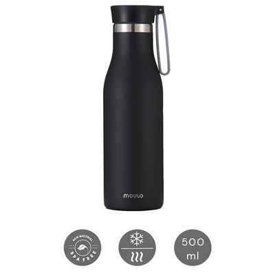 moulo Thermoflasche Puls CarryLid 0,5L schwarz matt, Isolierflasche, doppelwandige Vakkum-Isolierung, BPA frei