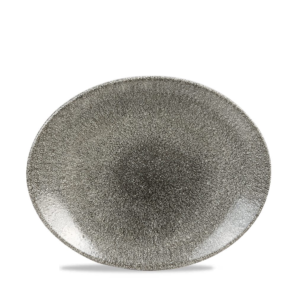 Teller Super Vitrified Studio Prints Raku Quartz Black Platte Oval
