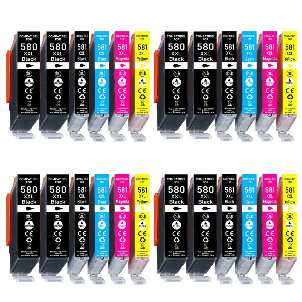 Druckerparadies 24er Multipack für Canon 580 581 XXL Druckerpatronen Set Tintenpatrone (24-tlg., TS6150 TS6151 TS6240 TS6241 TS6250 TS6251 TS6350 TS6351 TS705)