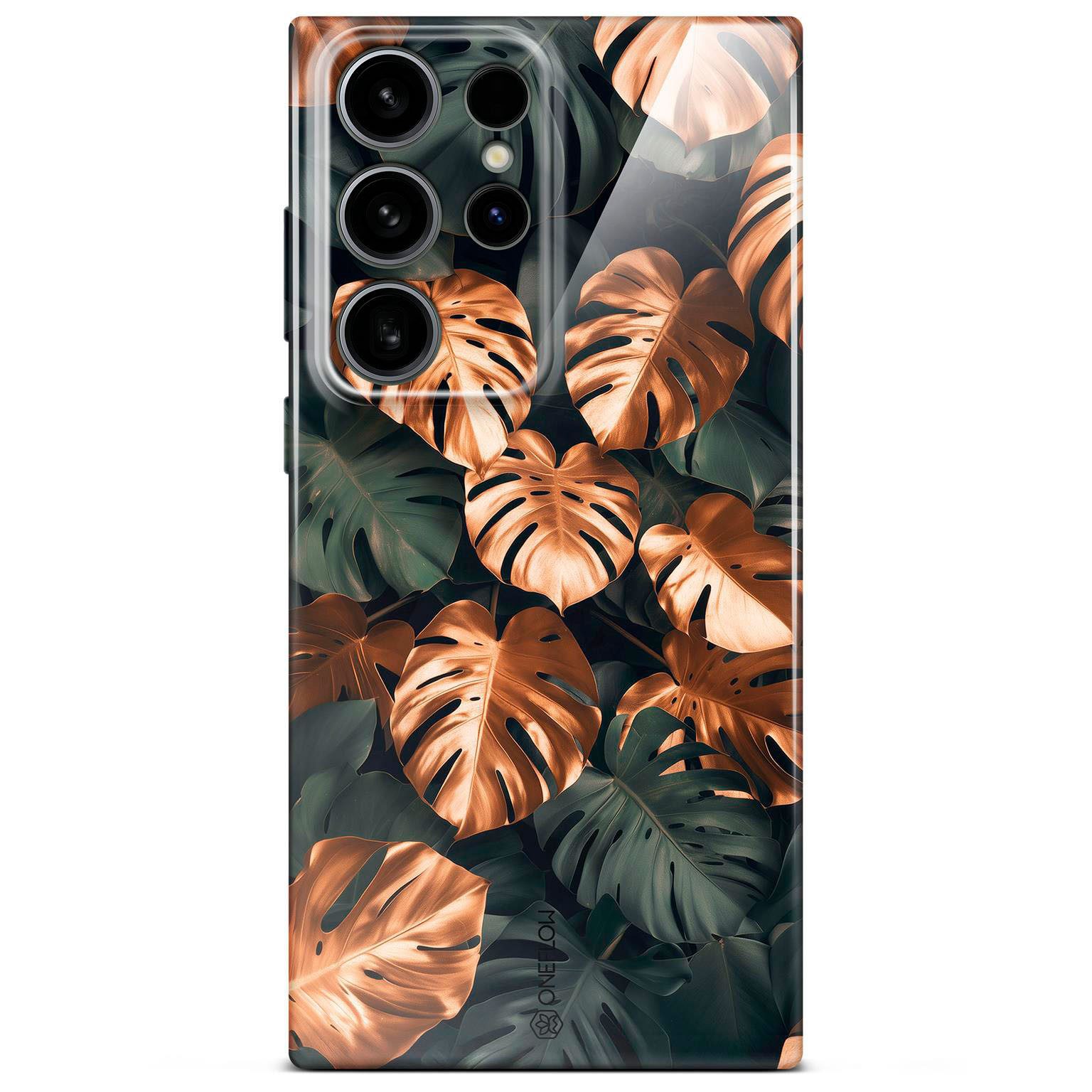 ONEFLOW Handyhülle für Samsung Galaxy S24 Ultra Hülle dünn Flower Cover Grün Gold 6,8 Zoll, Blumen Muster Handy Schutzhülle in Floral Design Case mit Kameraschutz