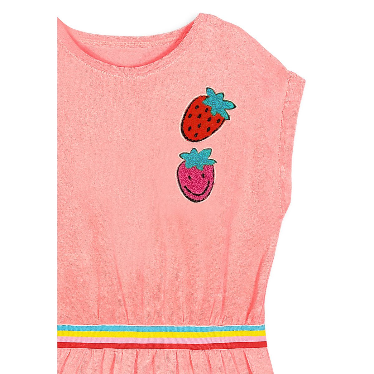 Denokids Midikleid Terry Cloth Pink Strawberries Mädchen (1-tlg) Bekleidung, Outfit, Dress, Robe, Midikleid