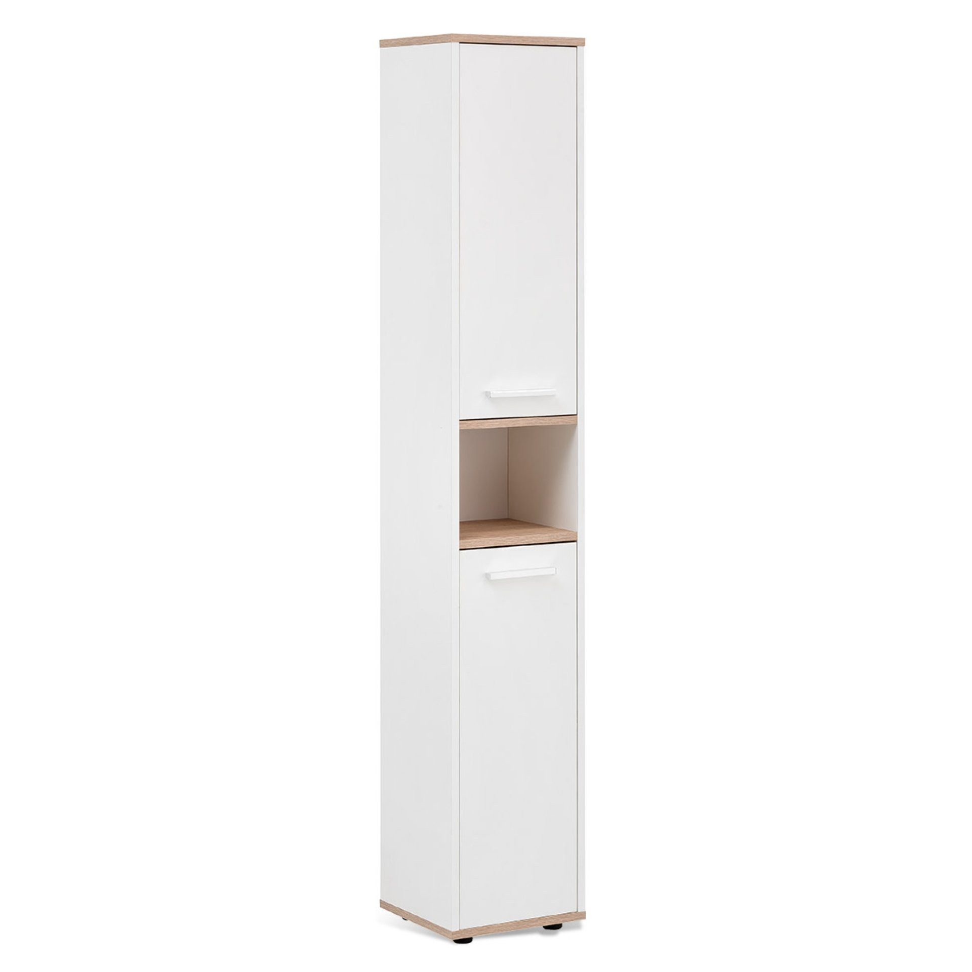 BADEDU Hochschrank ARC Hochschrank mit verchromten Griffen