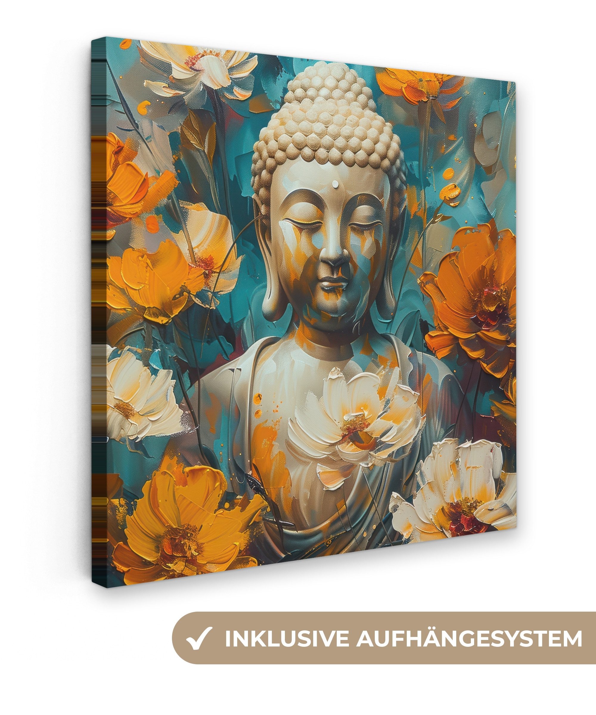 OneMillionCanvasses® Leinwandbild Buddha - Blume - günstig online kaufen