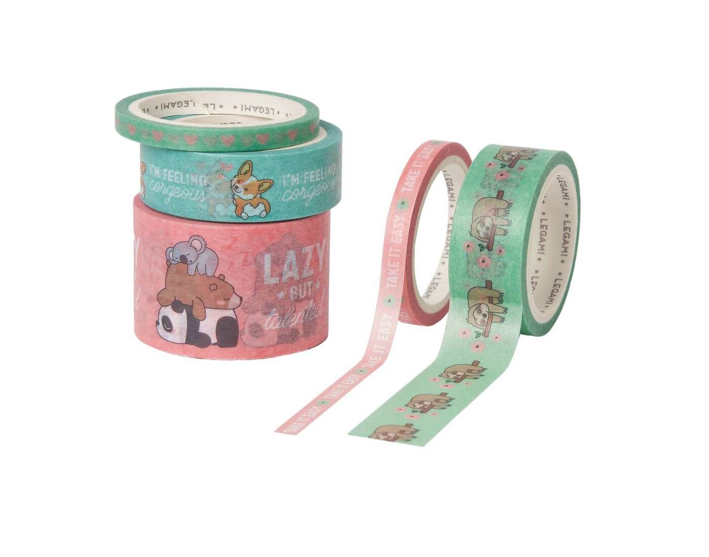 Legami Stiftehalter 5 Papier-Klebebänder im Set - Tape by Tape - Cute Animals