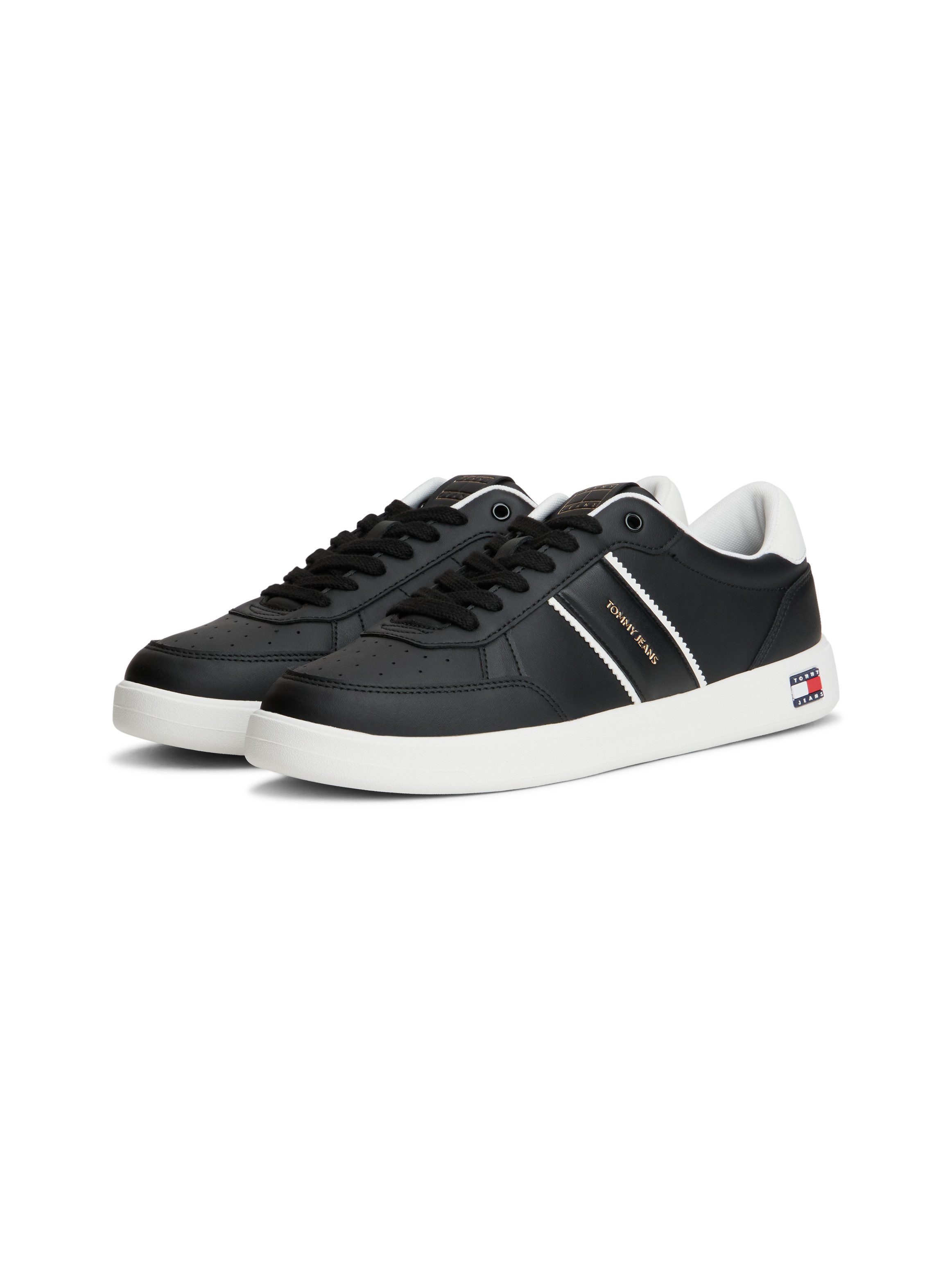 Tommy Jeans LIGHTWEIGHT FLAG LEATHER COURT Sneaker Freizeitschuh, Halbschuh, Schnürer mit Logoflagge im Plateau