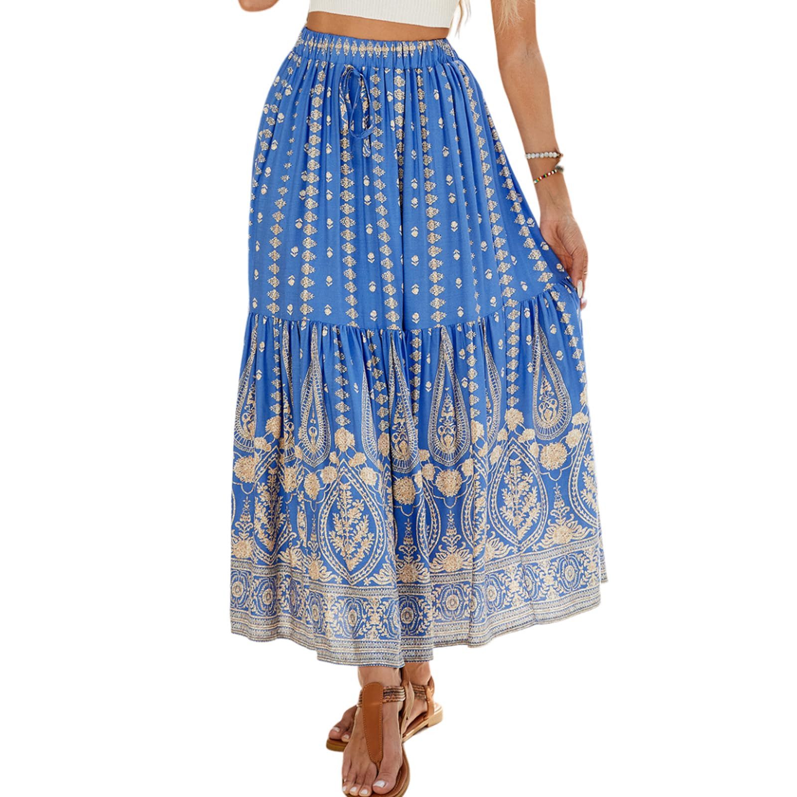 RWEUOQ Sommerrock Strandkleid Boho Midi Rock günstig online kaufen
