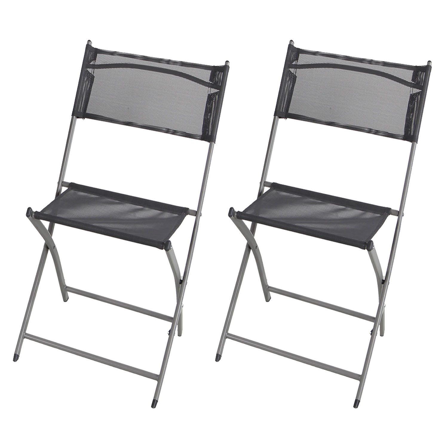 Armlehnstuhl 2er Garten Klappstuhl Gartenstuhl Campingstuhl Klappbar Anthrazit