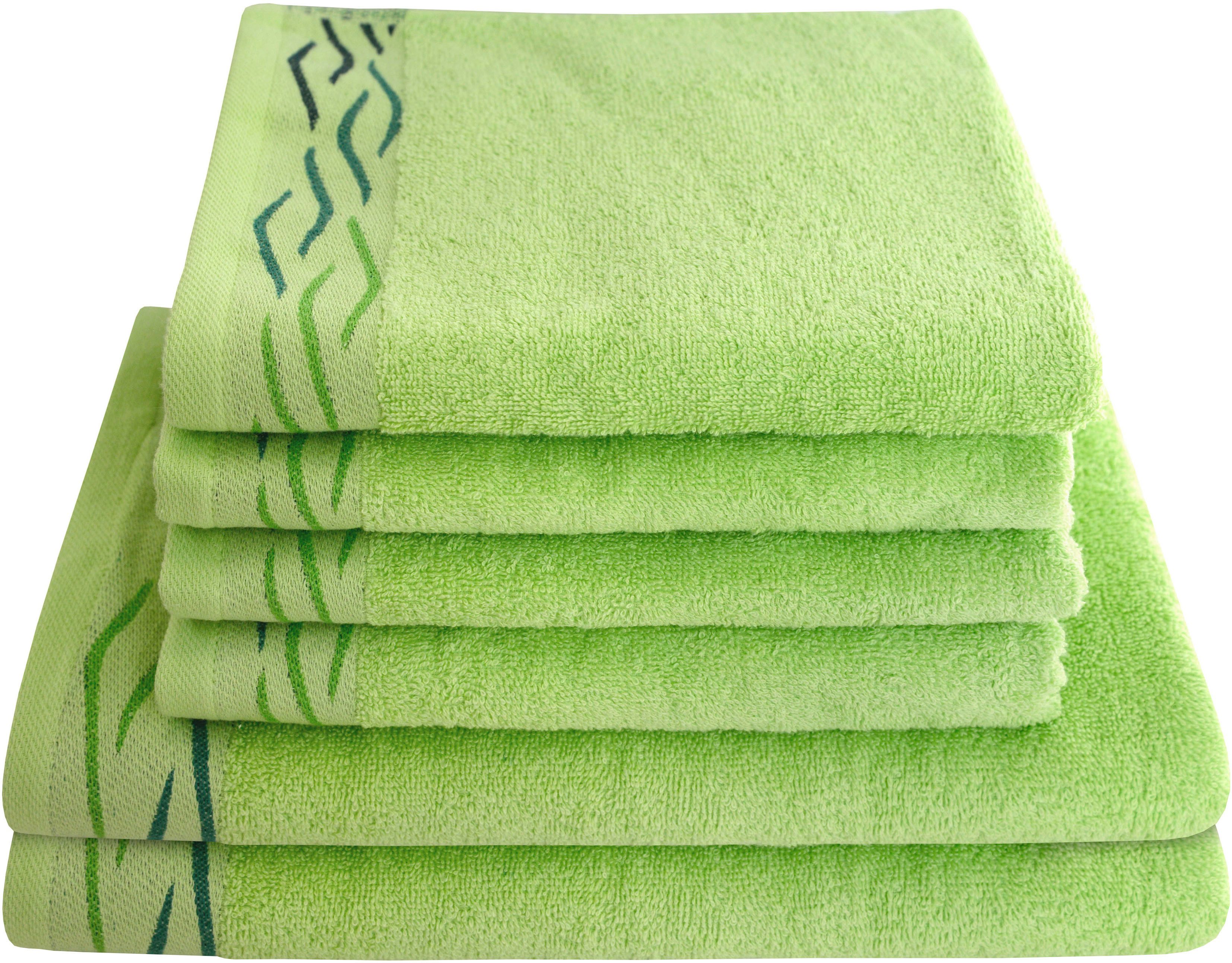 Dyckhoff Handtuch Set »Wave«, Set, 3 tlg., Frottier, mit Jacquard-Bordüre;4 günstig online kaufen