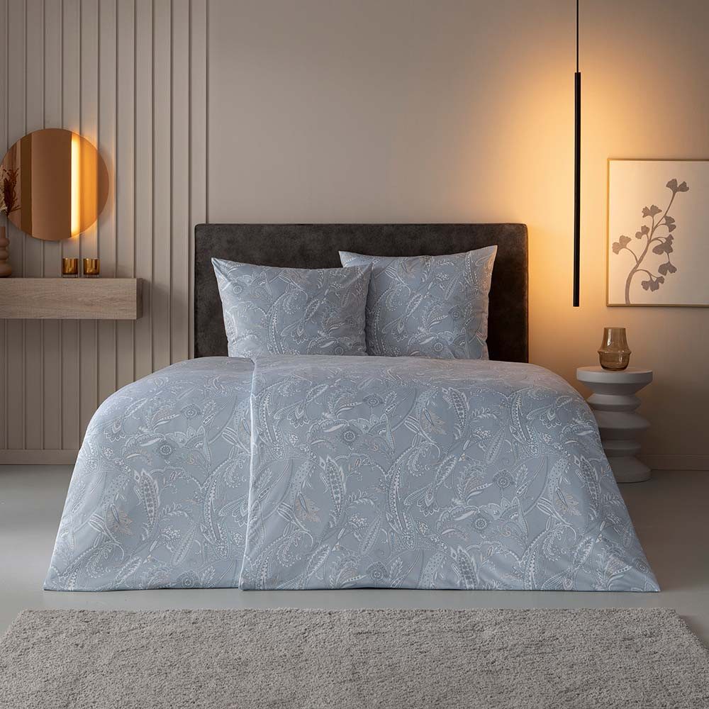 Bettwäsche Estella Mako Jersey Bettwäsche 155x220 Amelie silber Ornamente Paisley