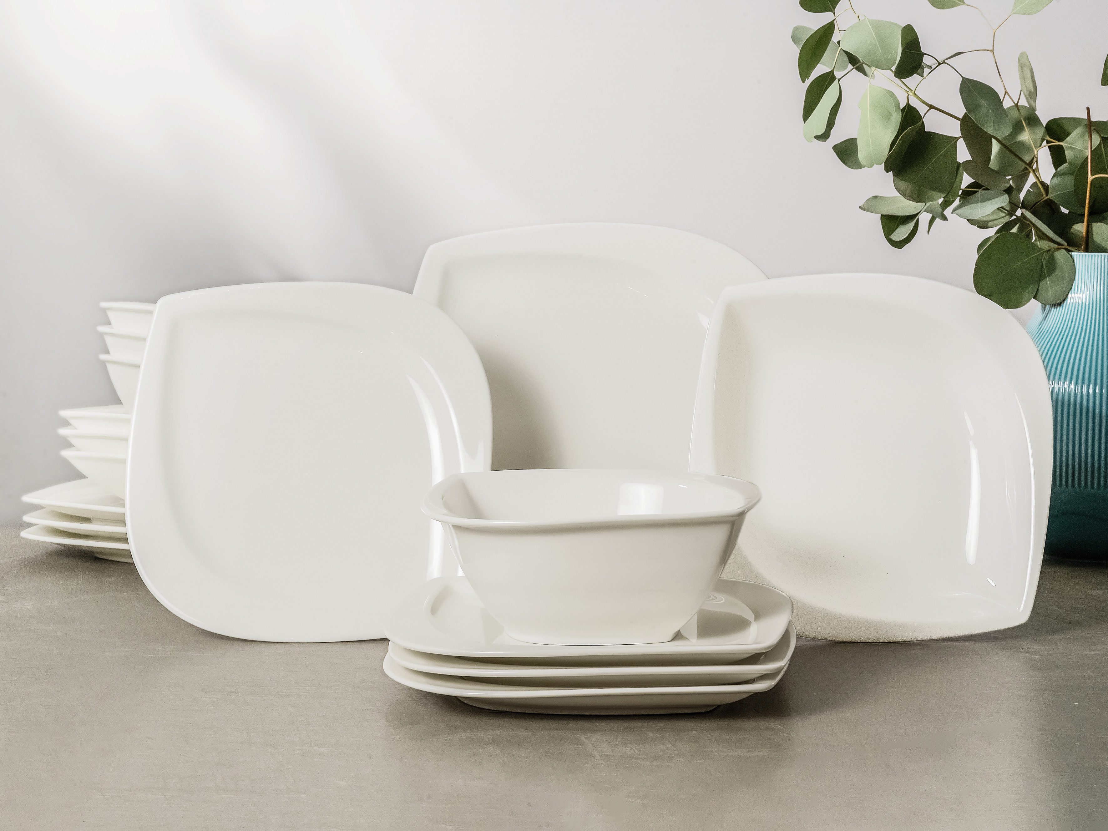 CreaTable Kombiservice Melbourne (16-tlg), 4 Personen, Porzellan, extravagante Form