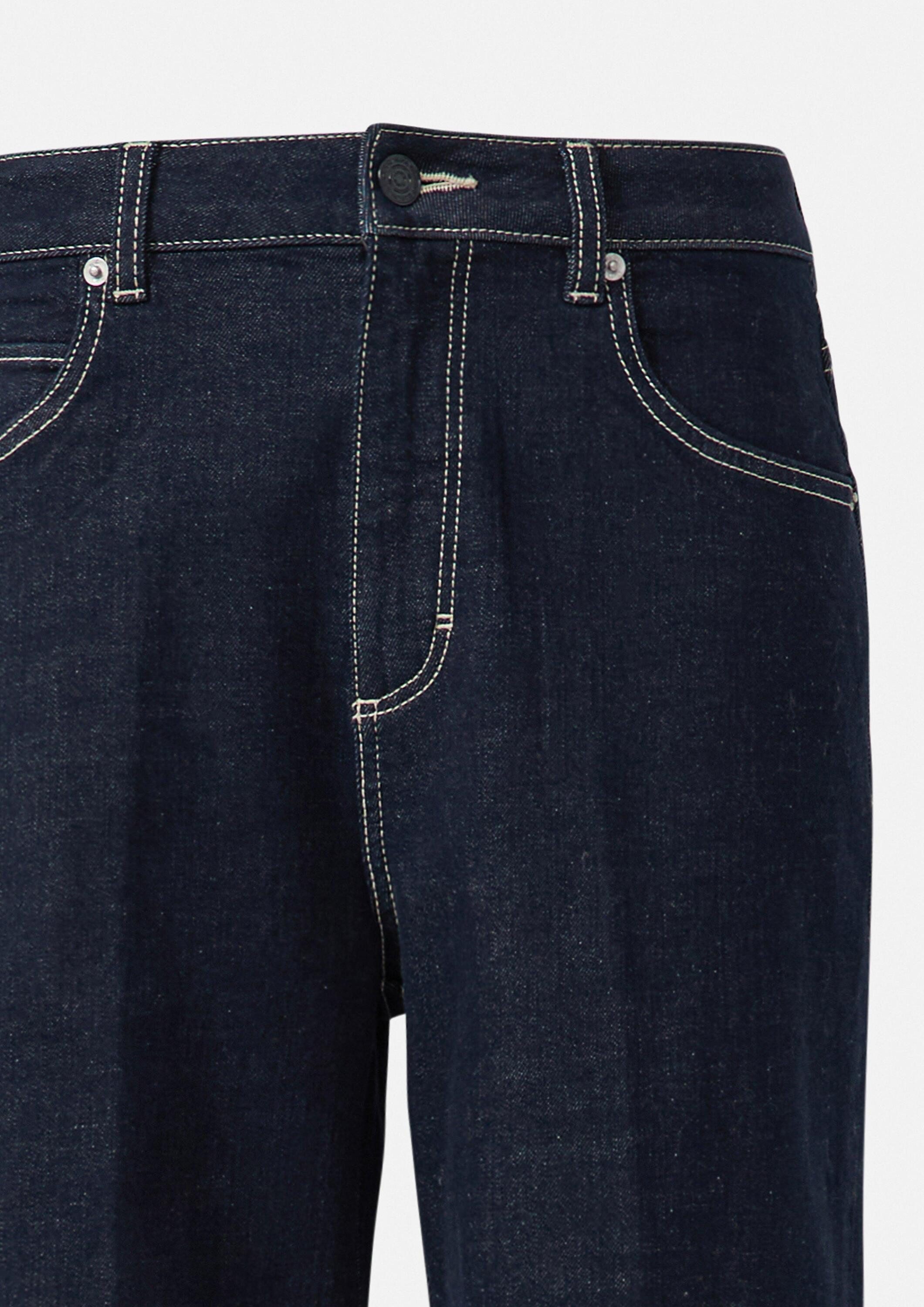 comma Weite Jeans Jeans-Hose Wide-Leg-Jeans mit Umschlag und Kontrastnähten