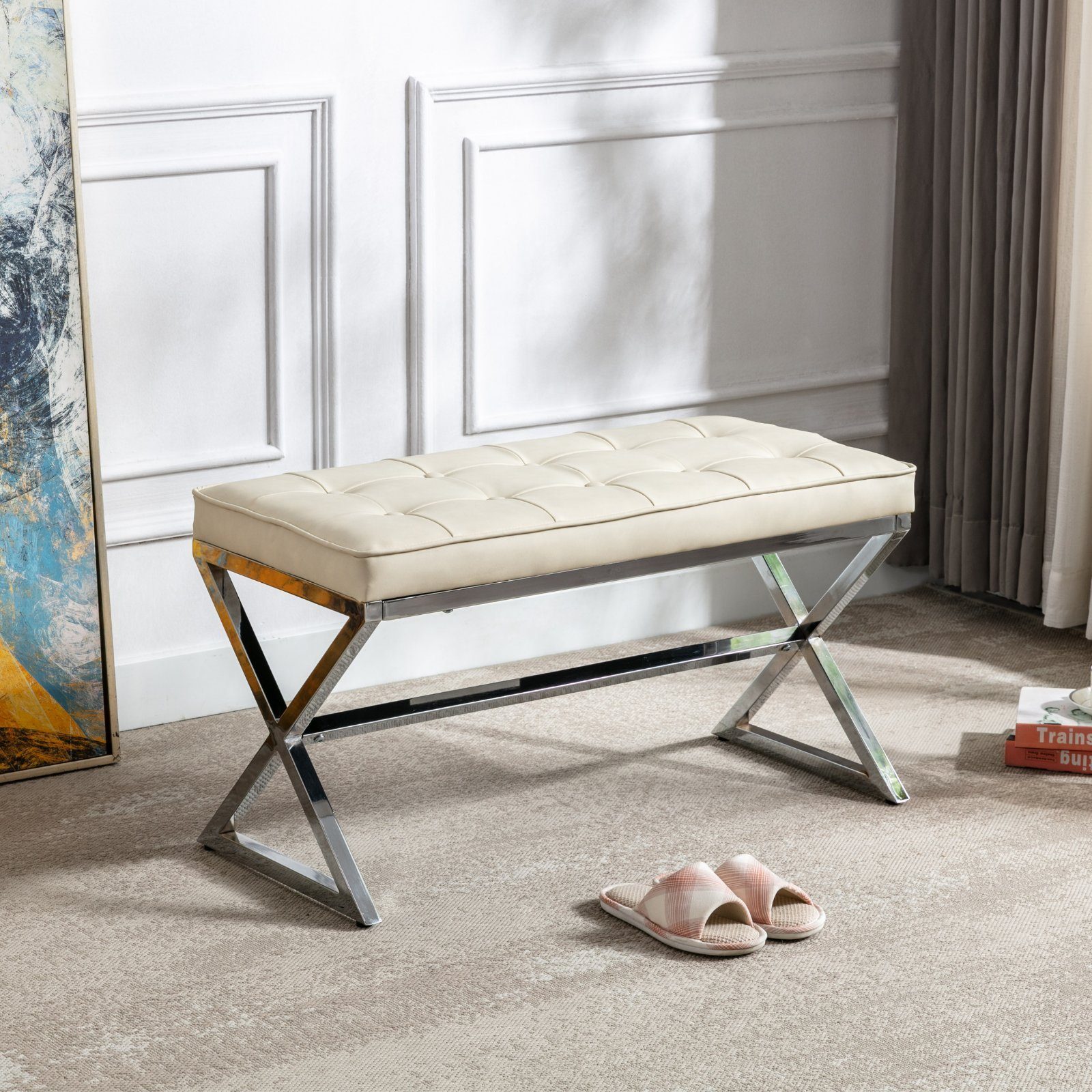 WAHSON OFFICE CHAIRS Sitzbank »Leder Ottoman Sitzbank Sitzhocker