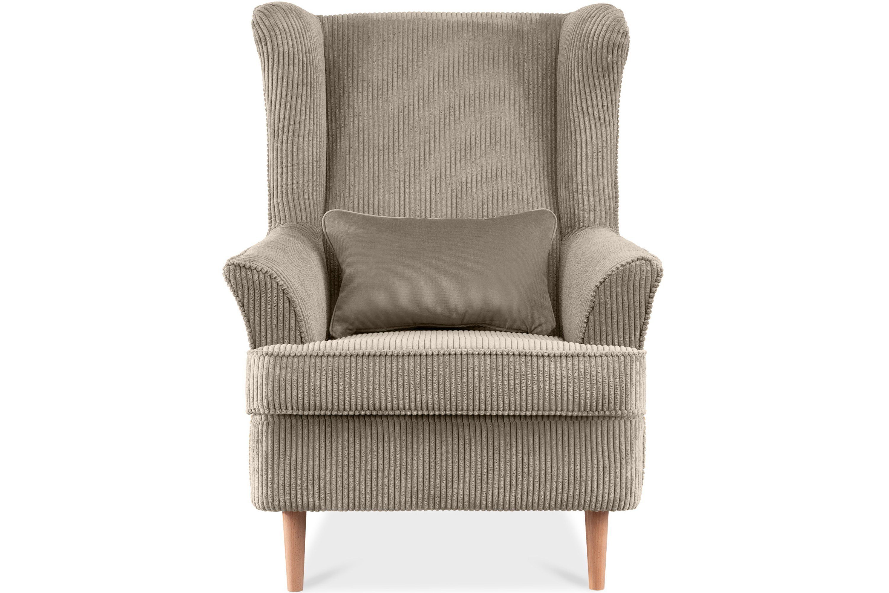 KONSIMO® Ohrensessel STRALIS Sessel, skandinavischer Stil, hergestellt in der EU, zeitloses Design