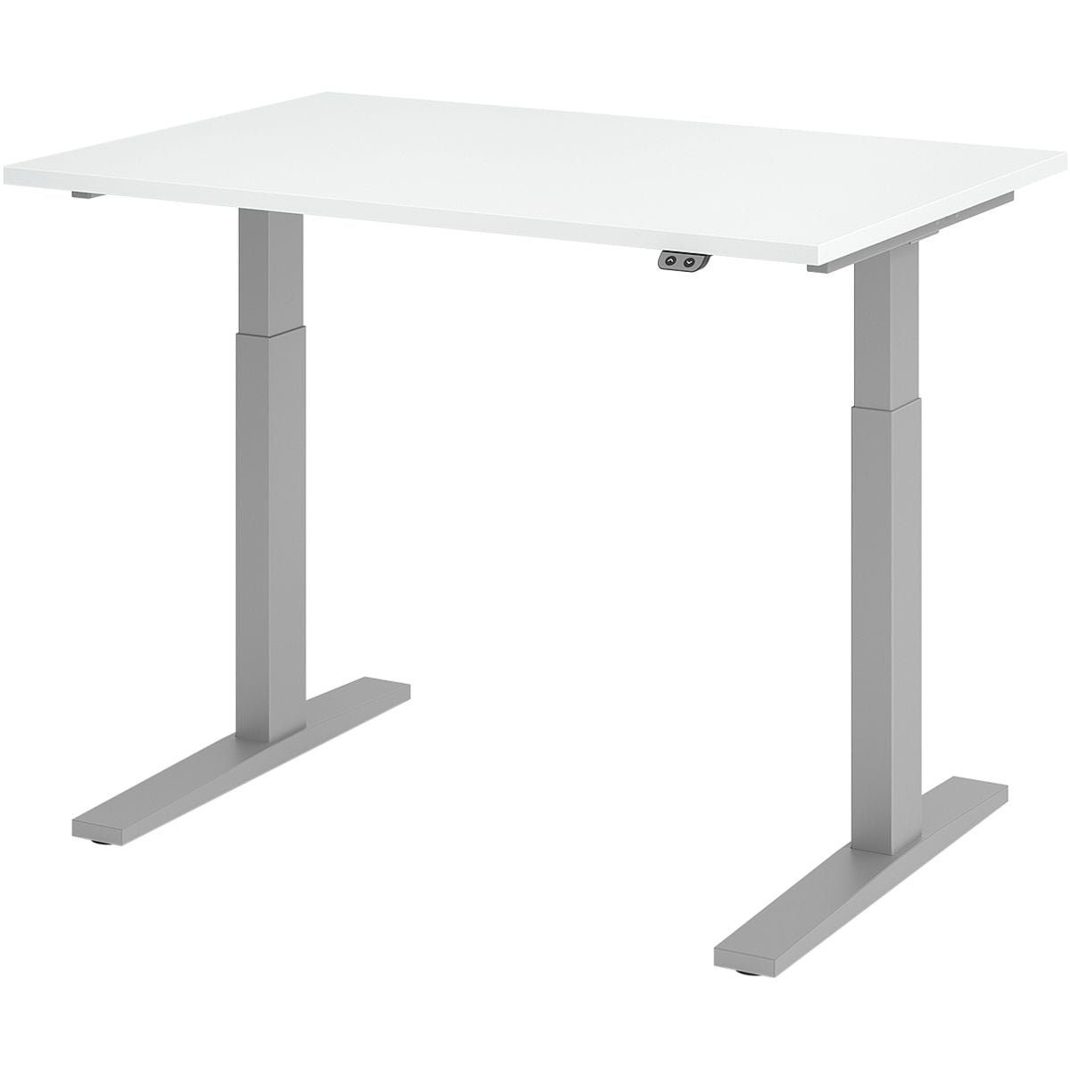 HAMMERBACHER Schreibtisch Upper Desk, elektrisch höhenverstellbar bis 120 cm, Gestell silberfarben weiß