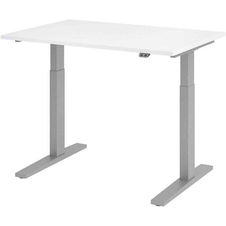 HAMMERBACHER Schreibtisch Upper Desk, elektrisch höhenverstellbar bis 120  cm, Gestell silberfarben