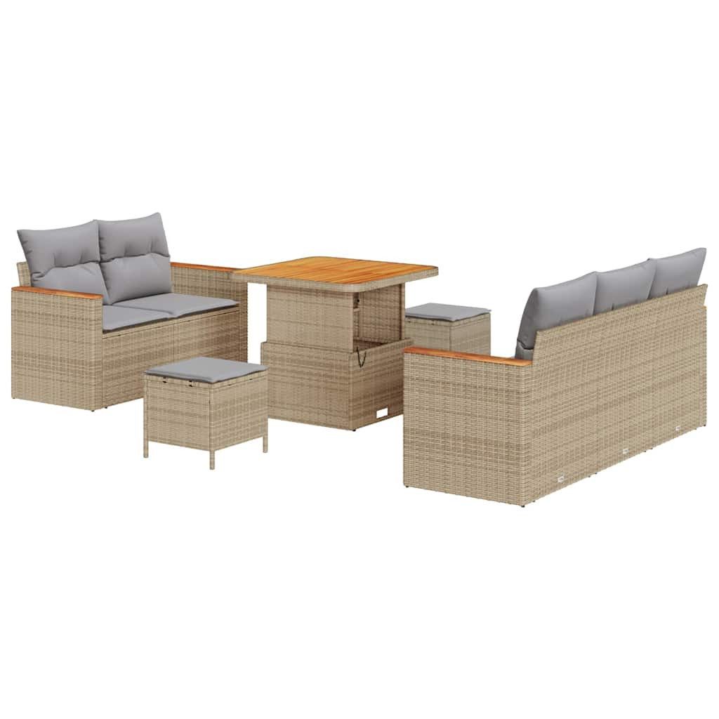 vidaXL Loungesofa Gartensofa-set 10 Stk. 7-Sitzanzahl Beige und Hellgrau, 10 Teile