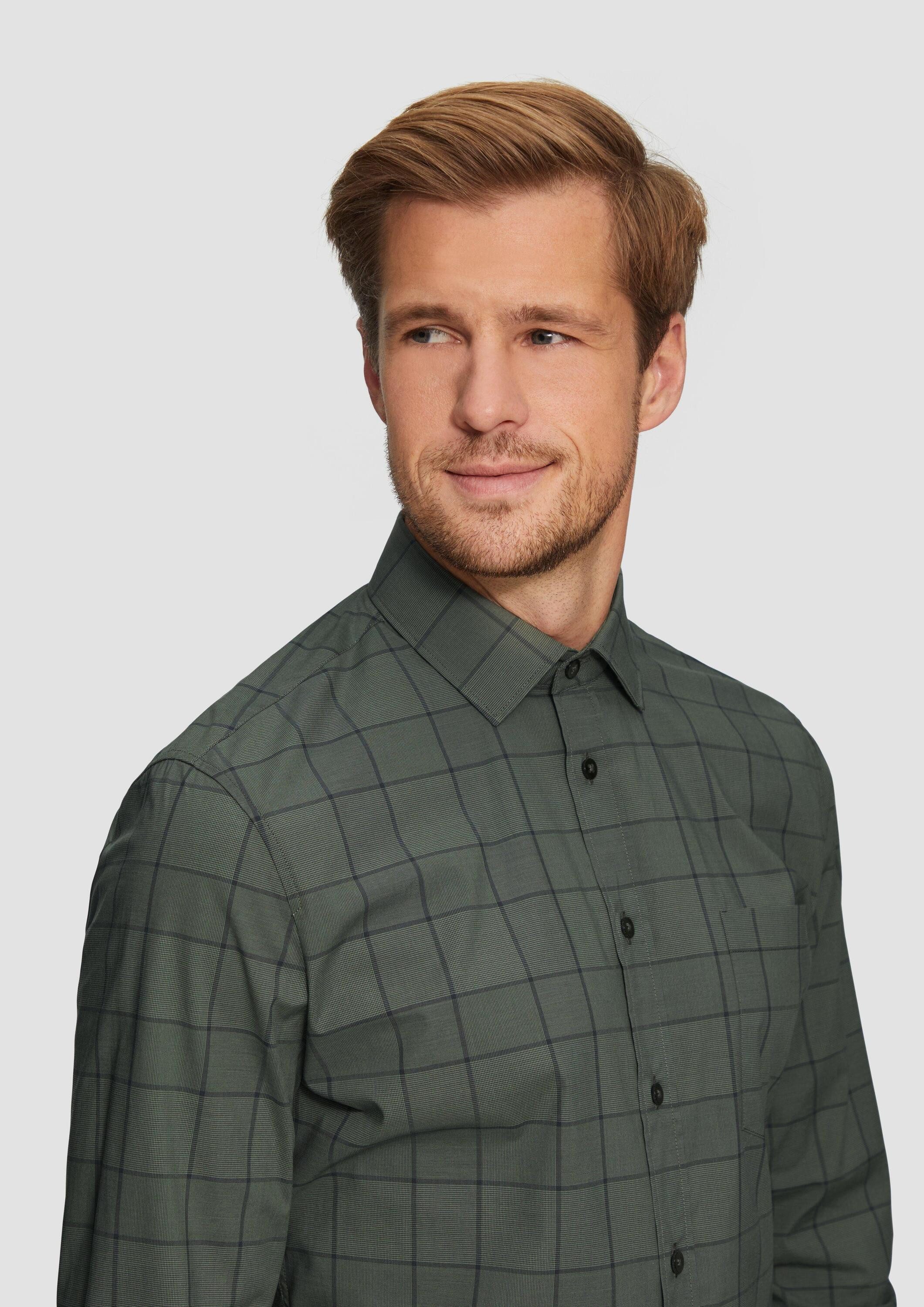 s.Oliver Langarmhemd Hemd Tailored Fit: Kariertes Hemd aus Baumwollstretch