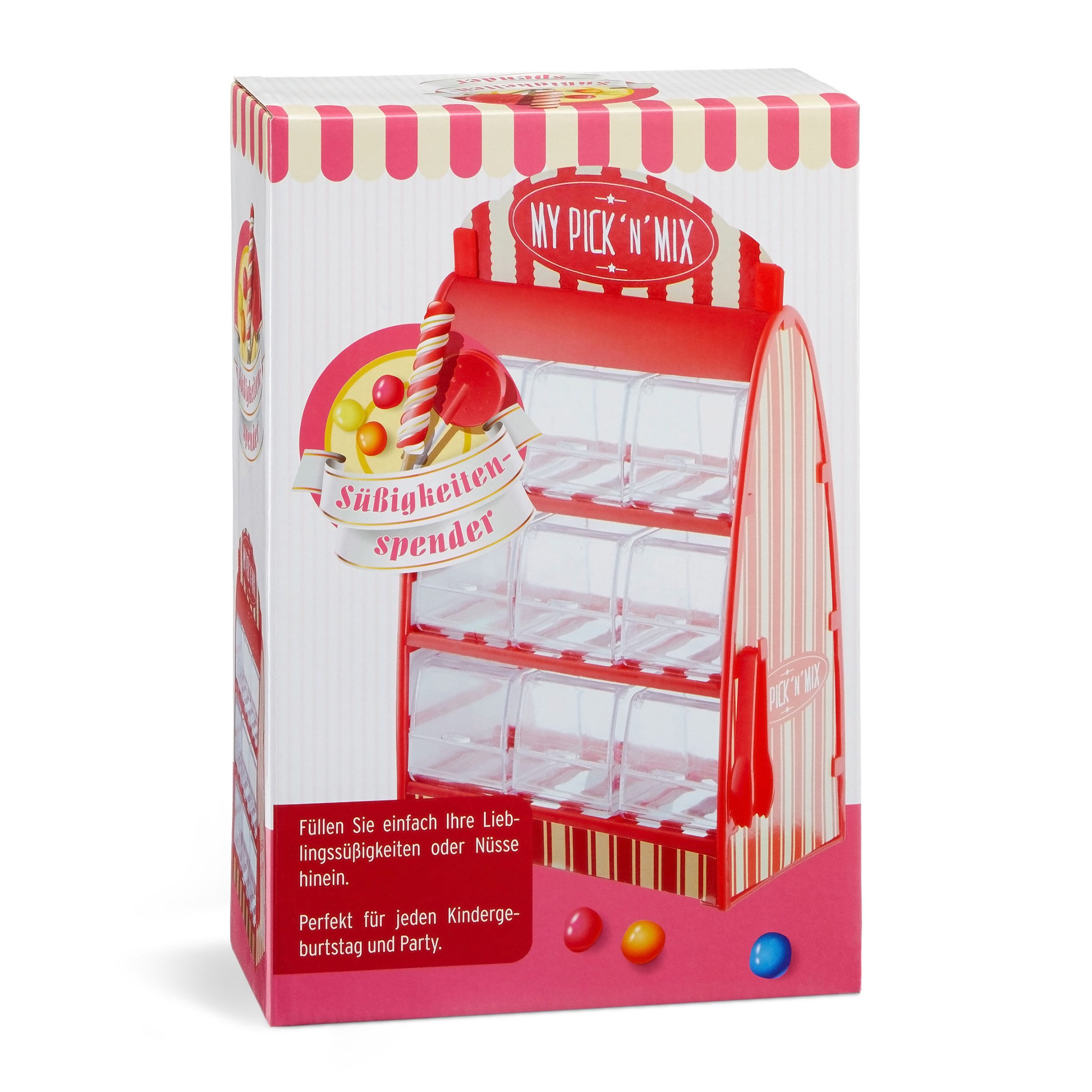 Spetebo Vorratsglas Süßigkeitenspender mit 9 Fächern - 30 x 18 cm, Kunststoff / Pappe, (Stück, 1-tlg., Candy Bar), Candy Bar im Retro Design – Bild 4 von 5