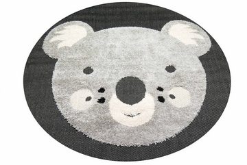 Kinderteppich Koalabär Kinderzimmer Teppich weiche Baby Spielmatte Hoch Tief Effekt schwarz grau creme, Carpetia, rund, Höhe: 20 mm