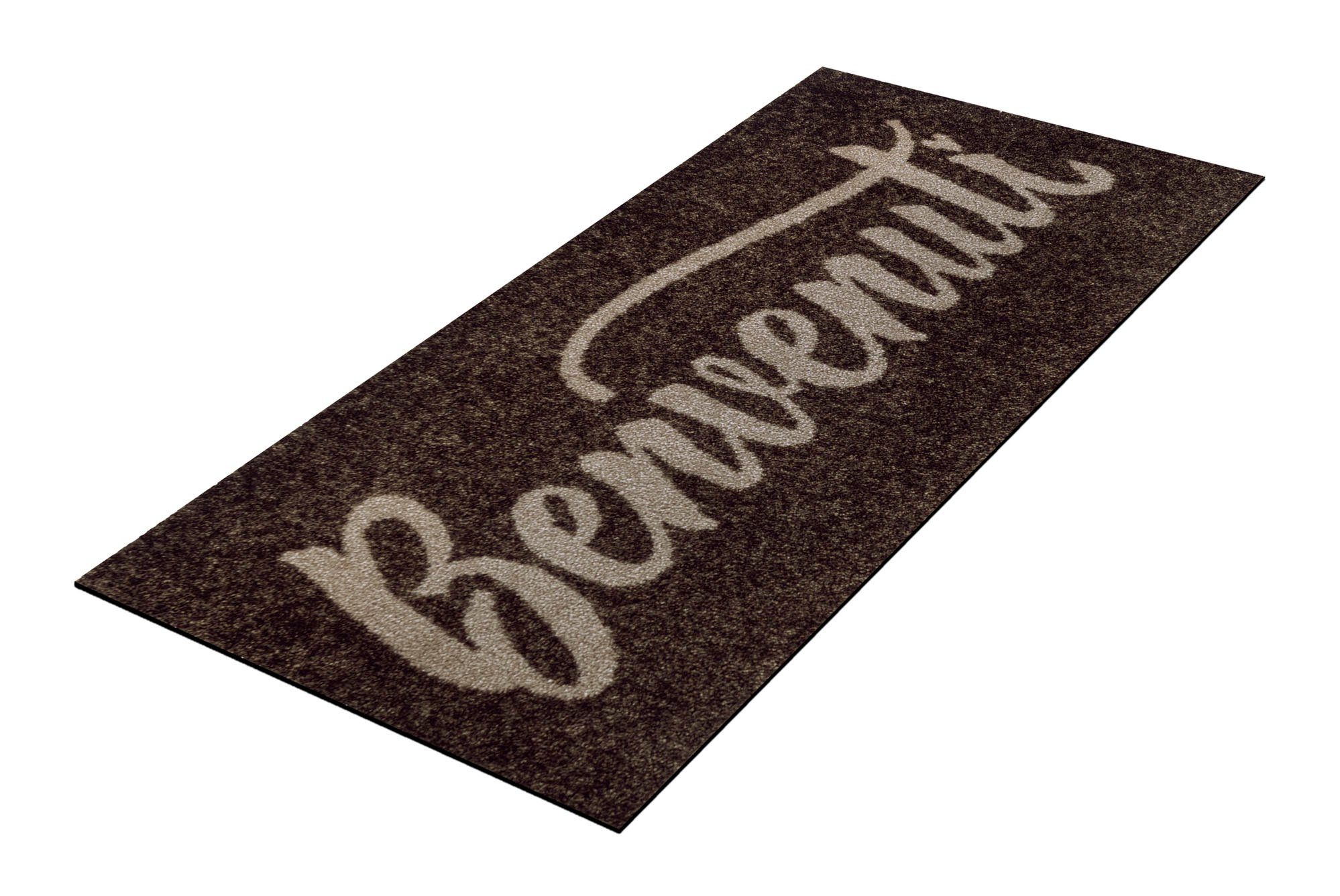 Fußmatte Benvenuti brown, wash+dry by rechteckig, 9 Kleen-Tex, Höhe: mm