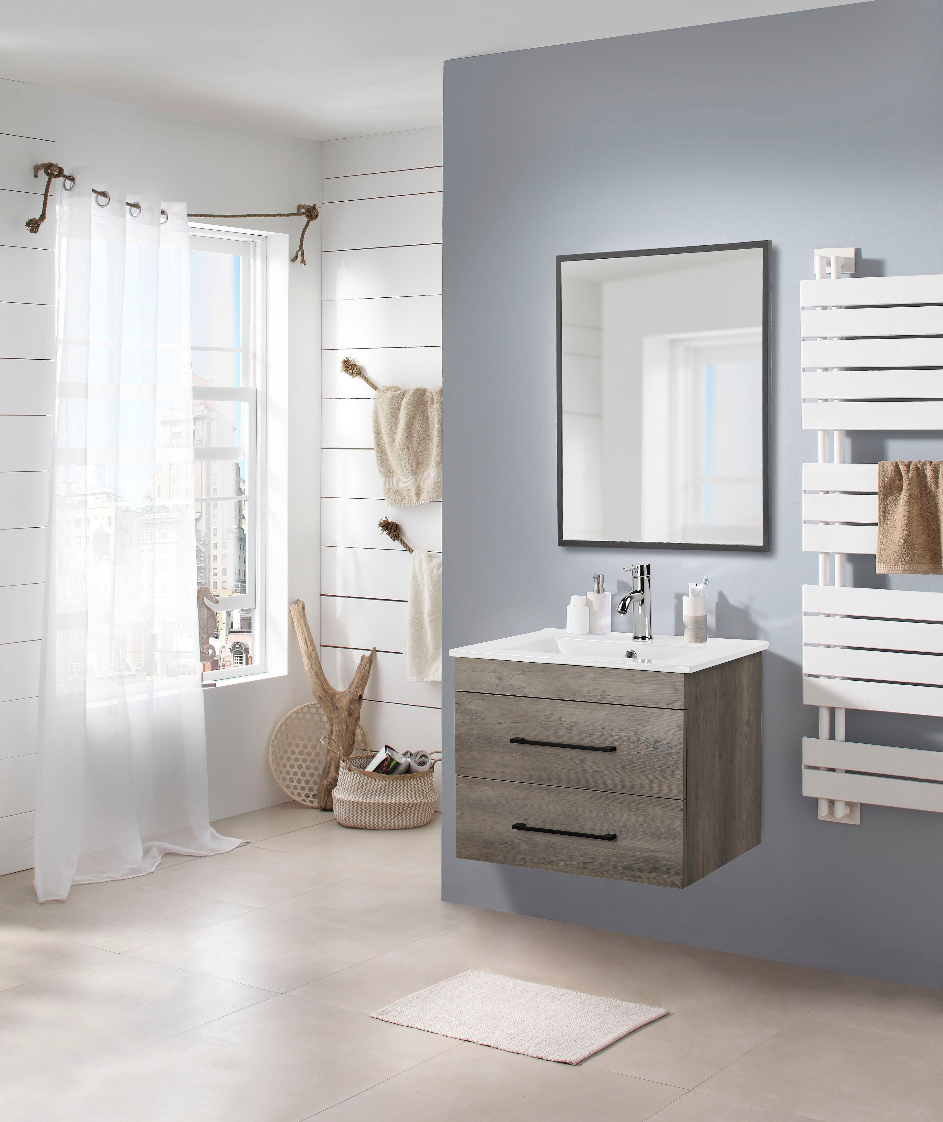 welltime Waschtisch Florenz Badschrank Badmöbel inkl. Waschbecken (Komplett günstig online kaufen