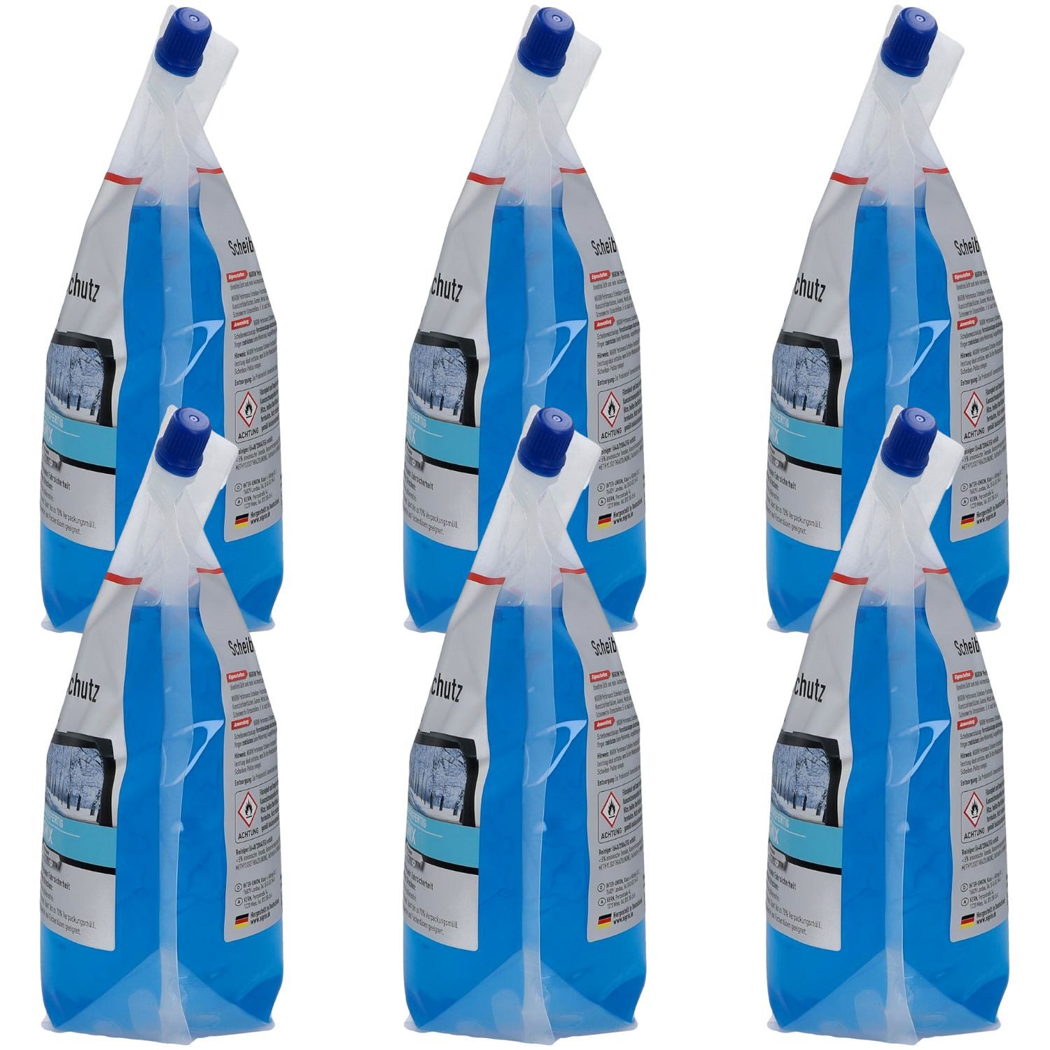 NIGRIN Scheibenfrostschutz Pack 6x 2L = 12L Scheiben-Frostschutz -22°C, bis -22 °C, 12 l, 6 St., Energizer Scheiben-Reiniger für Scheiben-Waschanlage Fertig-Mix