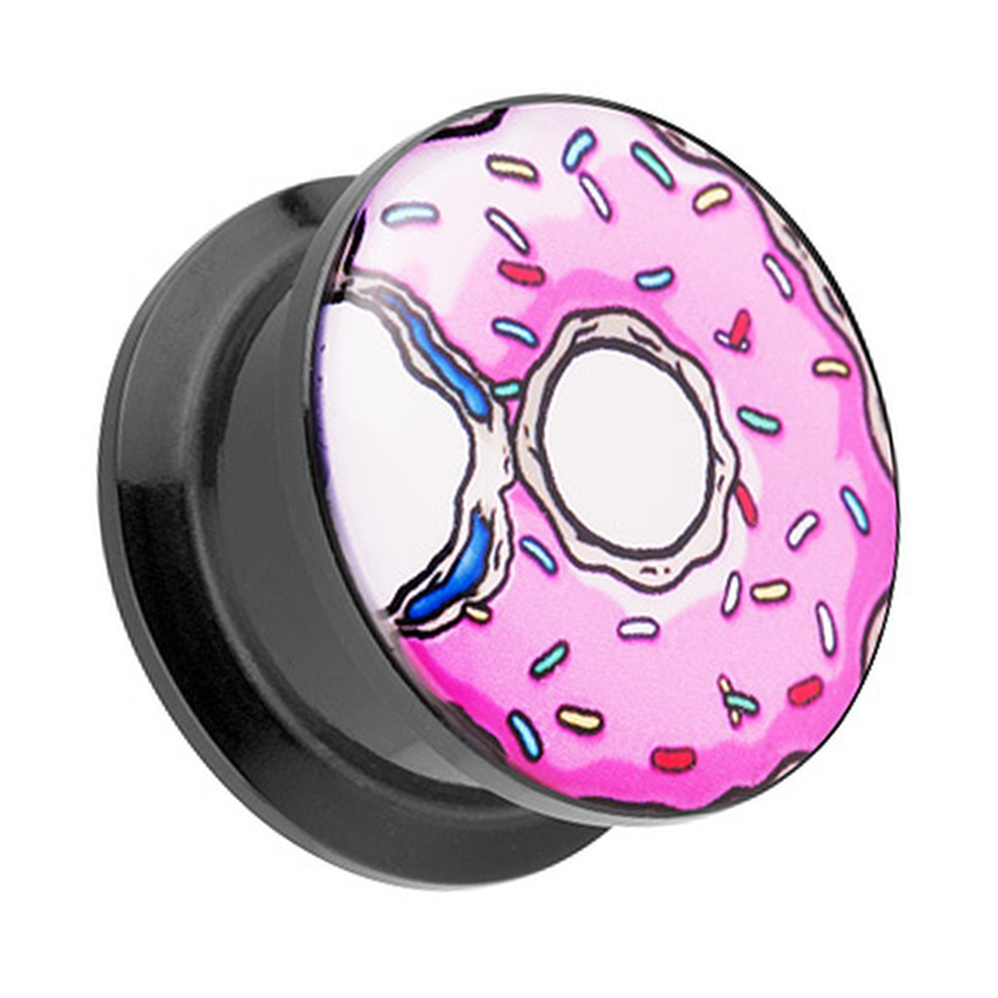 Taffstyle Plug Piercing Schraub Picture mit Donut bunten Streusel, Ohr Plug Flesh Tunnel Ohrpiercing Kunststoff Schraubverschluß Picture