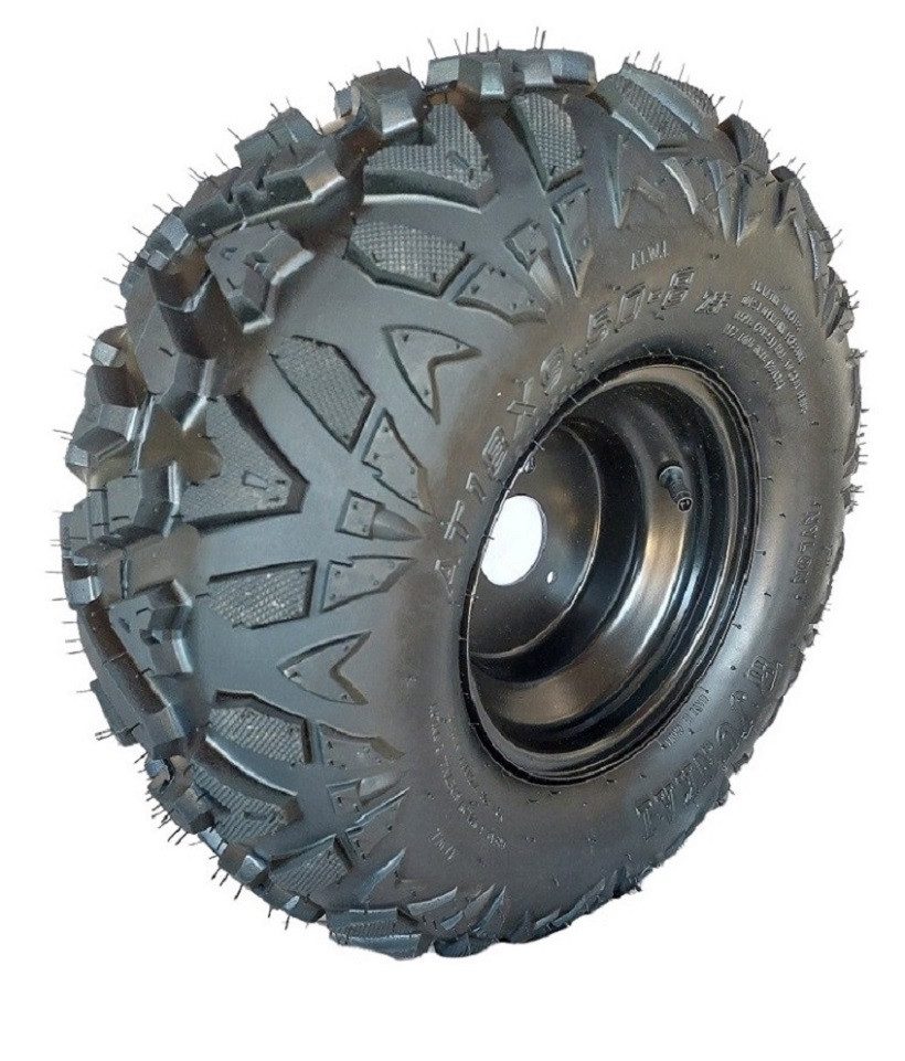 FunSport-Factory Kinderfahrzeug-Räder 2er Set Komplettrad 18x9,5-8 Reifen3-Loch Felge Schwarz hinten, A-Shape-Profil, hoher Grip, für Quads, robust & langlebig