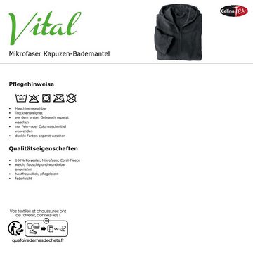 CelinaTex Bademantel Hausmantel Damen Flanell Kapuze Reißverschluss Vital XS weiß, Polyester