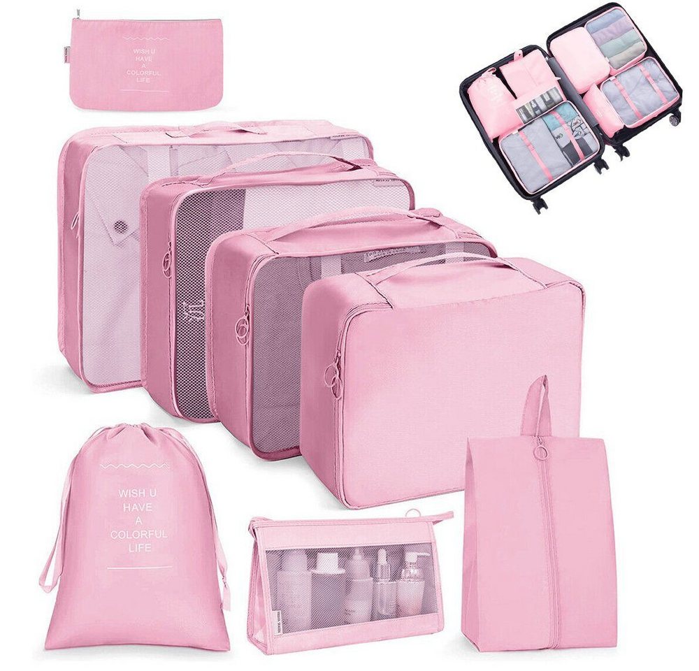 FELIXLEO Kofferorganizer Kofferorganizer Packwürfel Packtaschen Rosa 8-tlg (1-tlg)