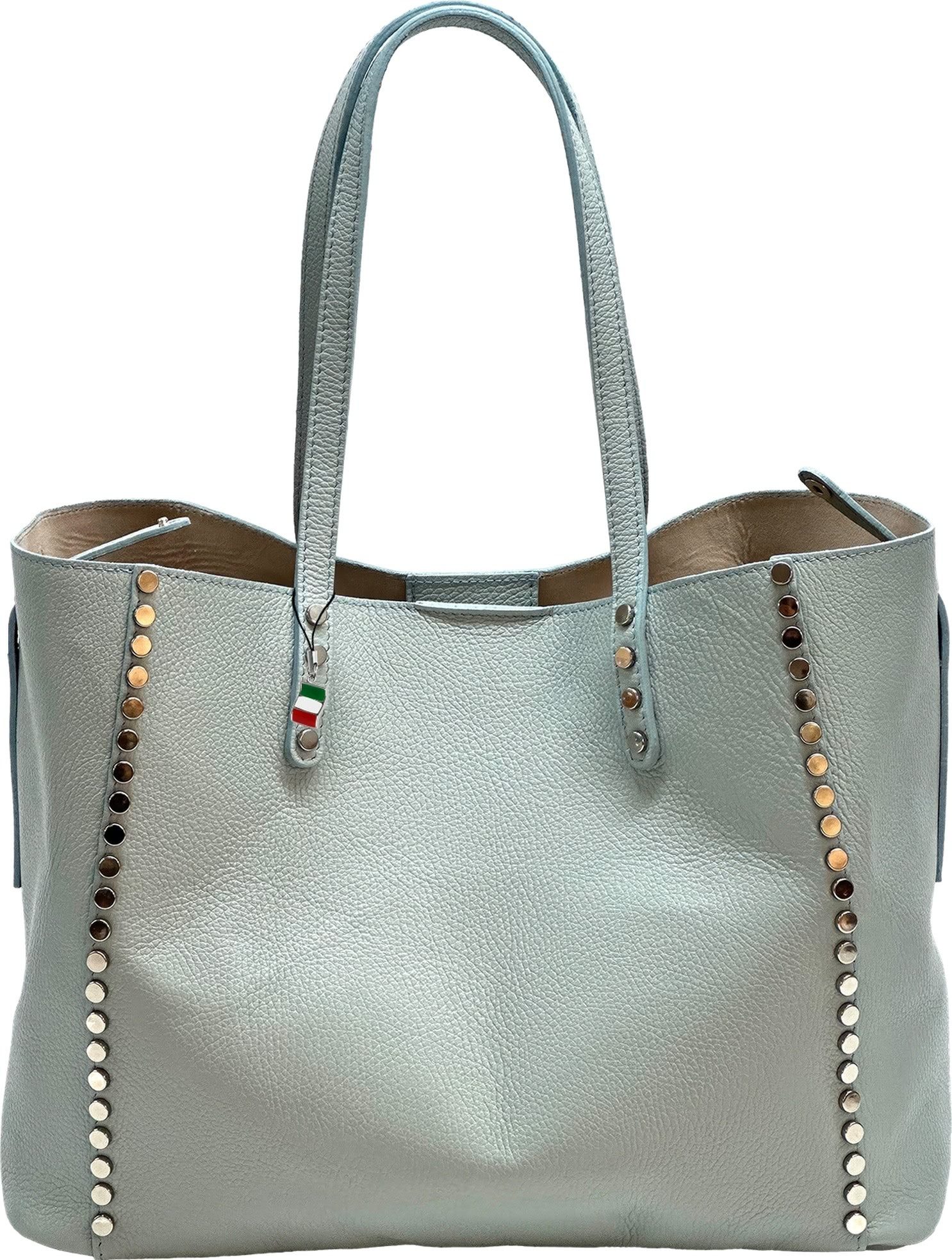 FLORENCE Schultertasche Florence Damen Schultertasche Leder Tote (Schultertasche), Damen Schultertasche, Tote Bag Leder, hellblau ca. 40cm x 30cm hoch