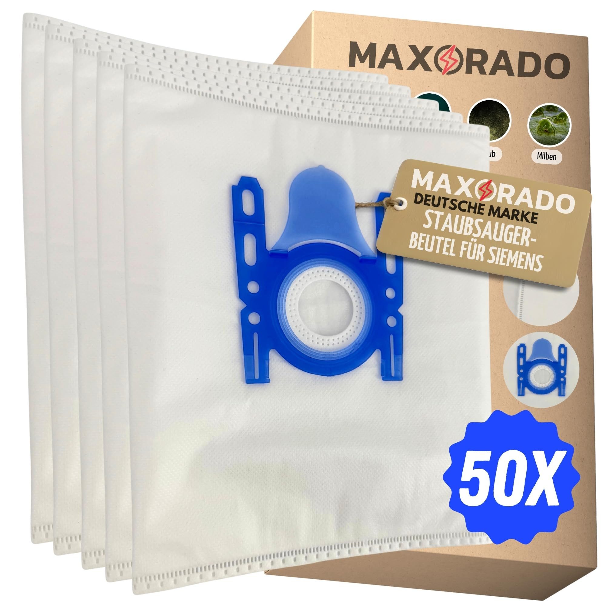 Maxorado Staubsaugerbeutel Staubsaugerbeutel für Siemens Bosch D E F G H Staubsauger VS5 VS6 VS7, passend für Bosch, Siemens, Swirl, 50 St., Z5.0 Z6.0 Z7.0 Beutel Saugbeutel Filter Tüten