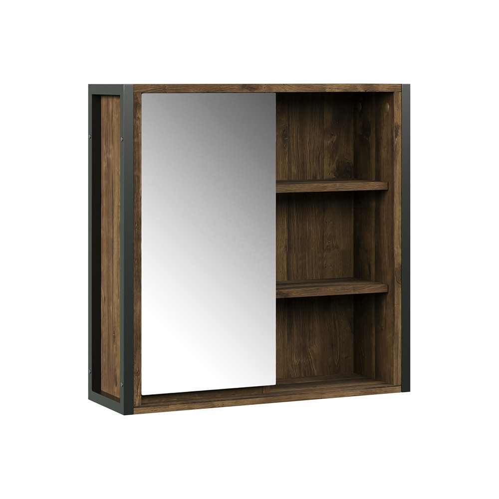 Vicco Badezimmerspiegelschrank Naola, Eiche/Schwarz, 62.2 x 62.5 cm mit 1 Spiegeltür (1-St)