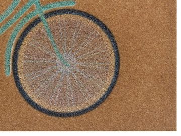 Fußmatte Kokos Fahrrad, Home affaire, rechteckig, Höhe: 10 mm, Kokos-Look, mit Motiv, robust, Eingang, Flur, Türvorleger, rutschfest