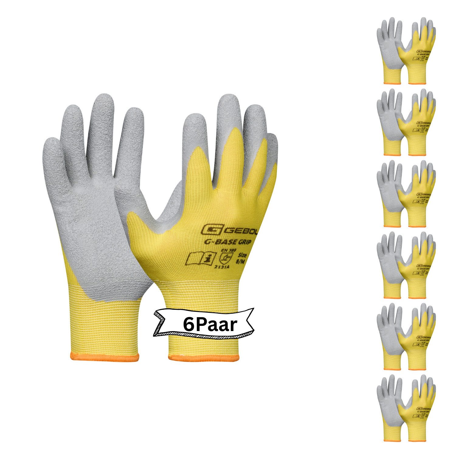 Gebol Arbeitshandschuhe G-BASE GRIP 6 Paar