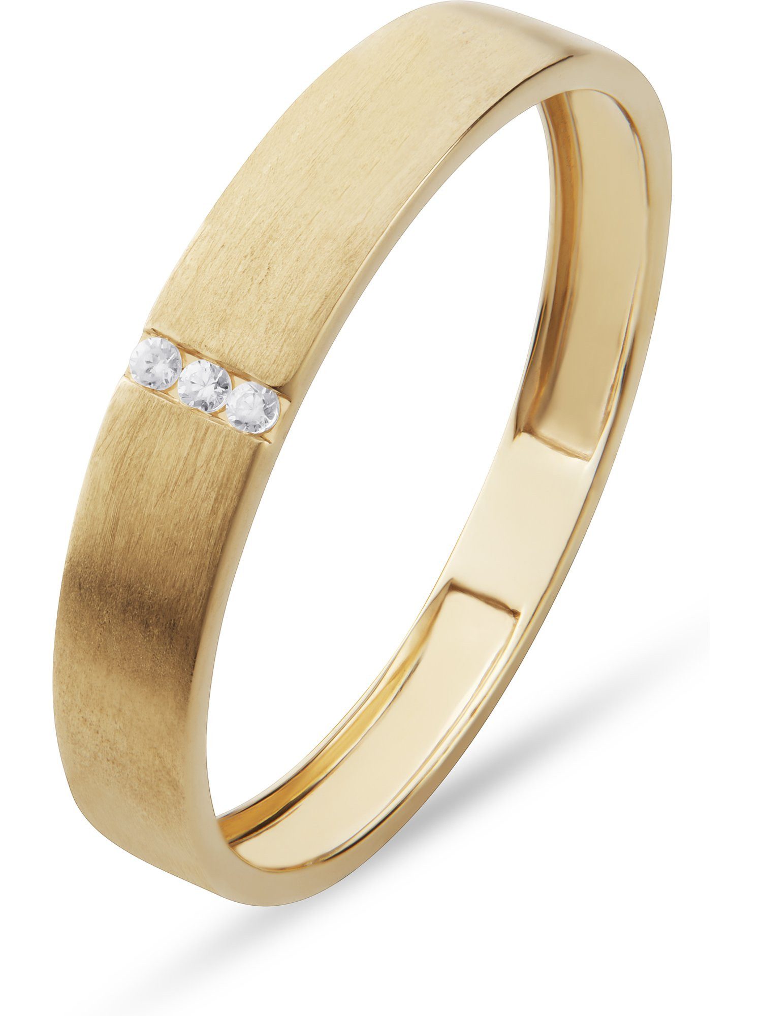 CHRIST Fingerring CHRIST Herrenring 375er Gelbgold 3 Zirkonia, Zirkonia