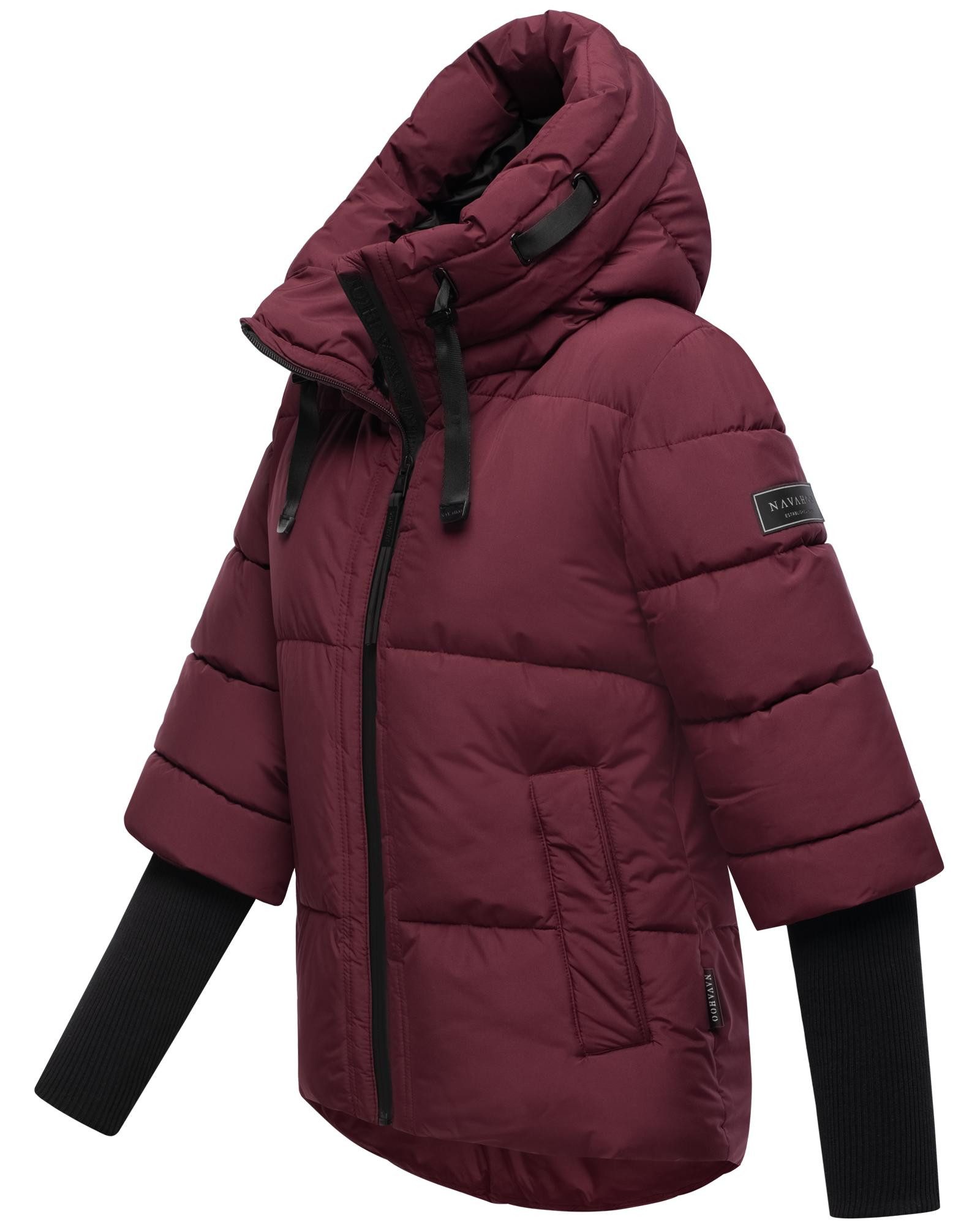 Navahoo Steppjacke Lotusherz XIV Warme gesteppte Winterjacke mit Rippstrickärmeln