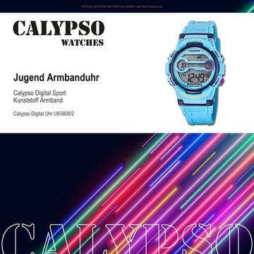 CALYPSO WATCHES Digitaluhr Calypso Jugend Uhr Digital K5808/2 PU, Jugenduhr rund, groß (ca. 40mm), Kunststoffarmband, Sport-Style