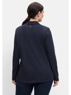 Sheego Langarmshirt Große Größen mit kurzer Knopfleiste, in feiner Melange