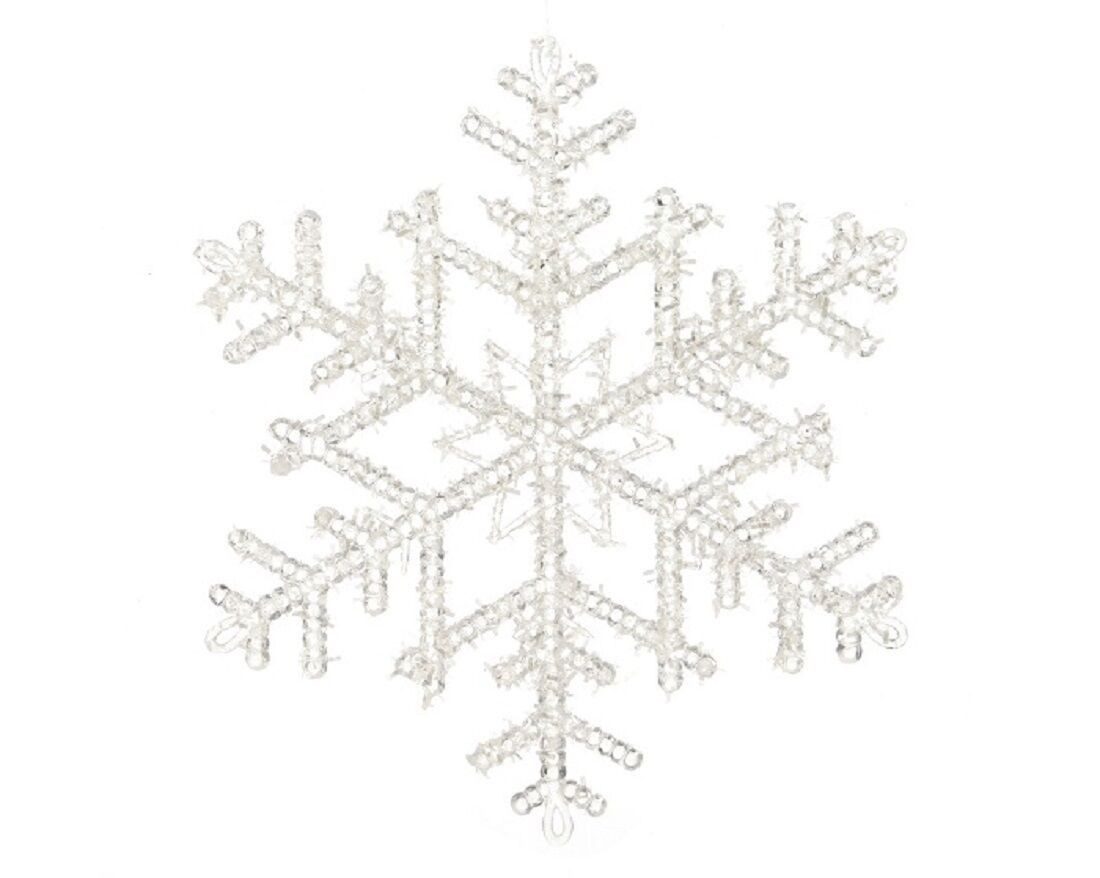 Kaemingk Christbaumschmuck Hänger Flocke Schneeflocke geeist transparent L 18 cm