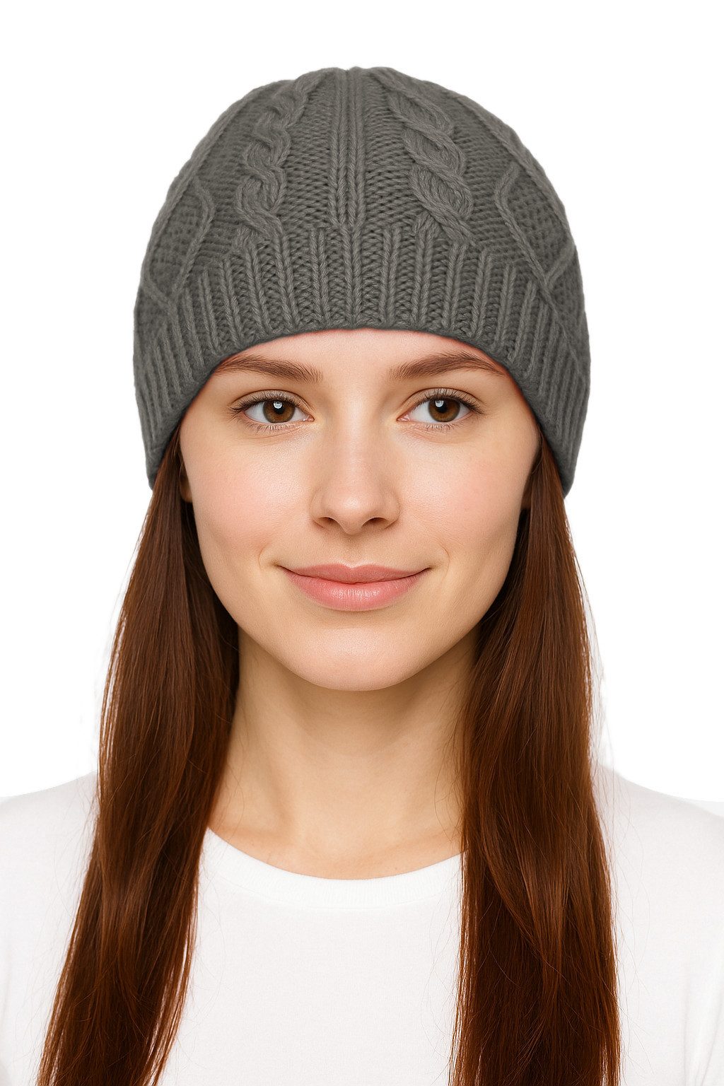 dy_mode Strickmütze Damen Beanie mit Zopfmuster – unifarbene Strickmütze ohne Futter in Unifarbe