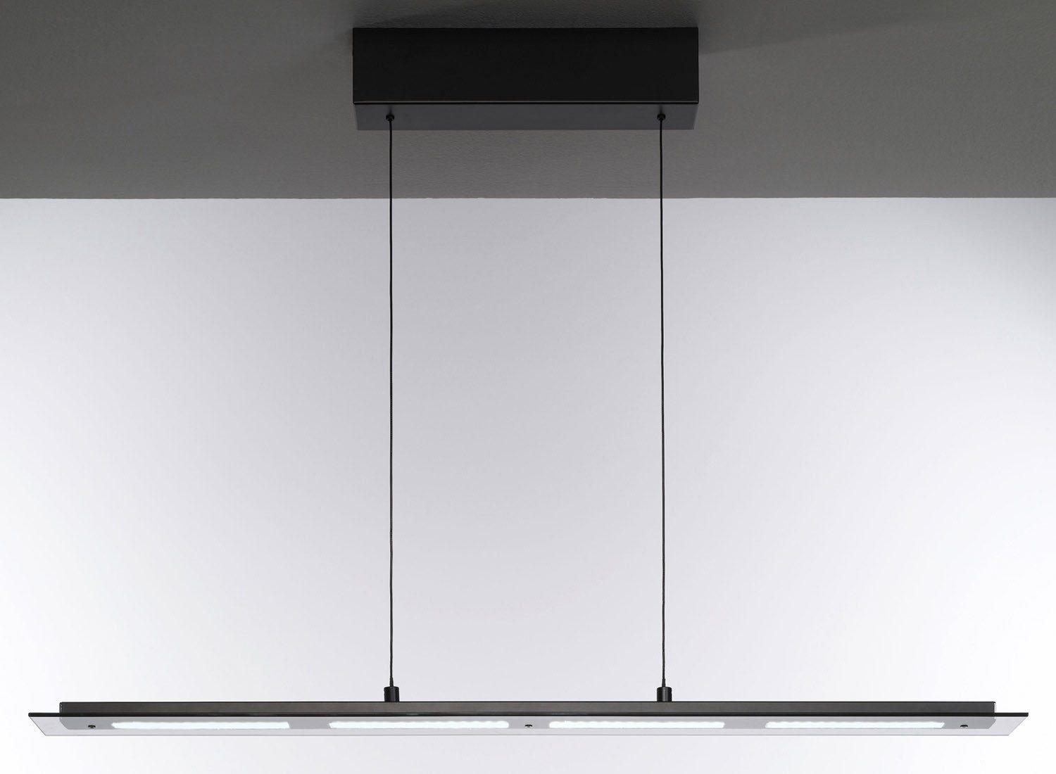 casa NOVA LED Pendelleuchte YOYO, 4-flammig, Schwarz matt, Metall, Rauchglas, Anpassung der Farbtemperatur, Dimmfunktion, Höhenverstellbar, LED fest integriert, Extra-Warmweiß, Neutralweiß, Tageslichtweiß, B 90 x H 80 - 150 x T 9 cm