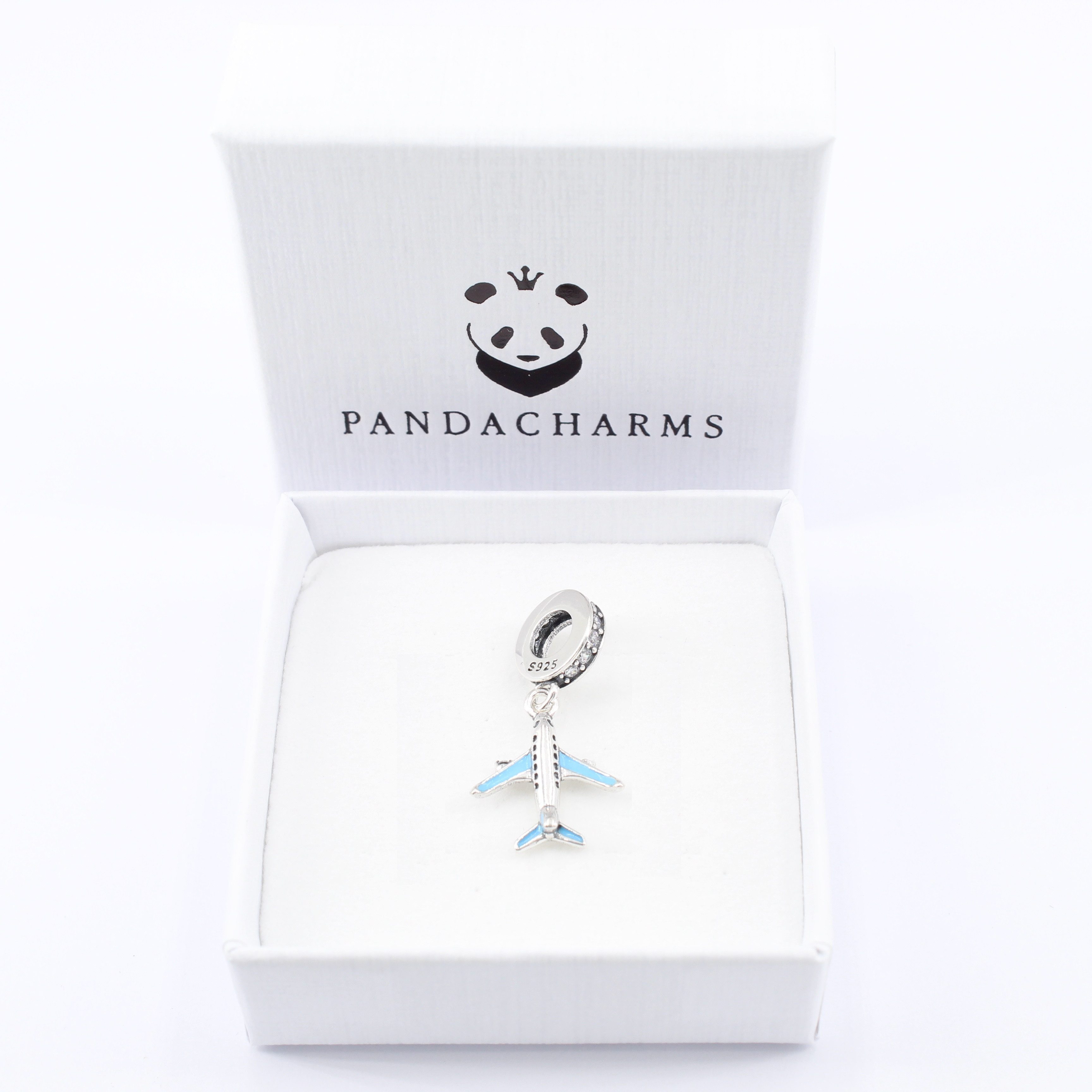 PANDACHARMS Bead Hellblaues Flugzeug Charm Anhänger, 925er Sterling Silber, Zirkonia – Bild 2 von 3