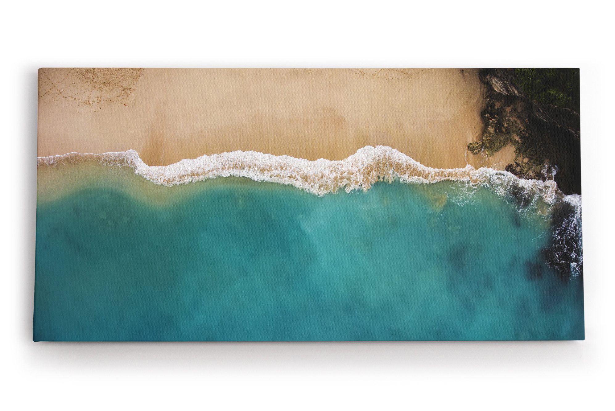 Leinwandbild Strand aus der Vogelperspektive Türkis Meer Ozean Sandstrand